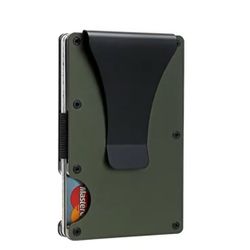 Slim Metal Wallet with Money Clip – RFID Blocking Card Holder (Green)