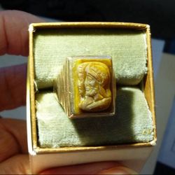 Antique Twin Soldier Cameo Ring 10k size 7Vintage Men's