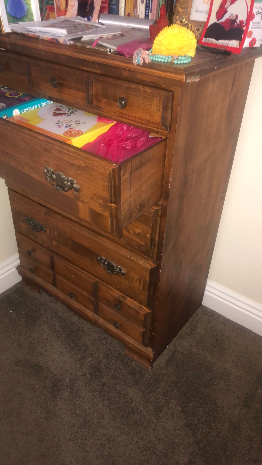Wood Dresser With 5 Drawers