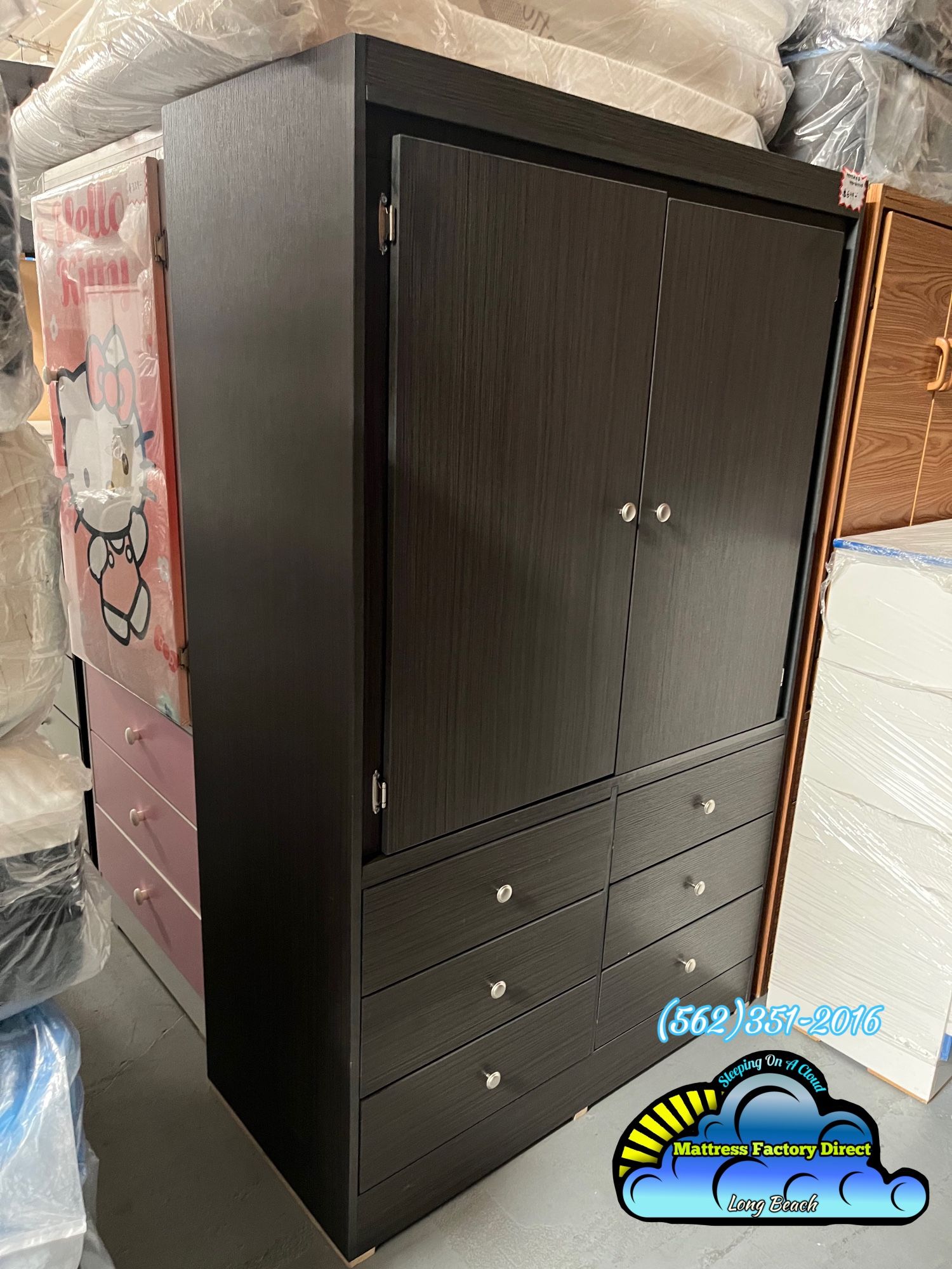 Grey Six Drawer Jumbo Wardrobe Organizer With Shelves