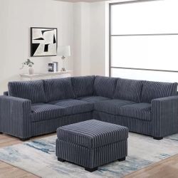 Brand New Super Plush Comfy Corduroy Sectional Set 