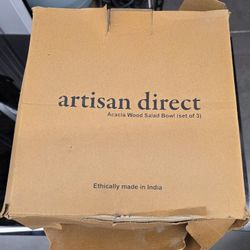 Artisan Direct Acasia Wood Salad Bowls Set Of 3
