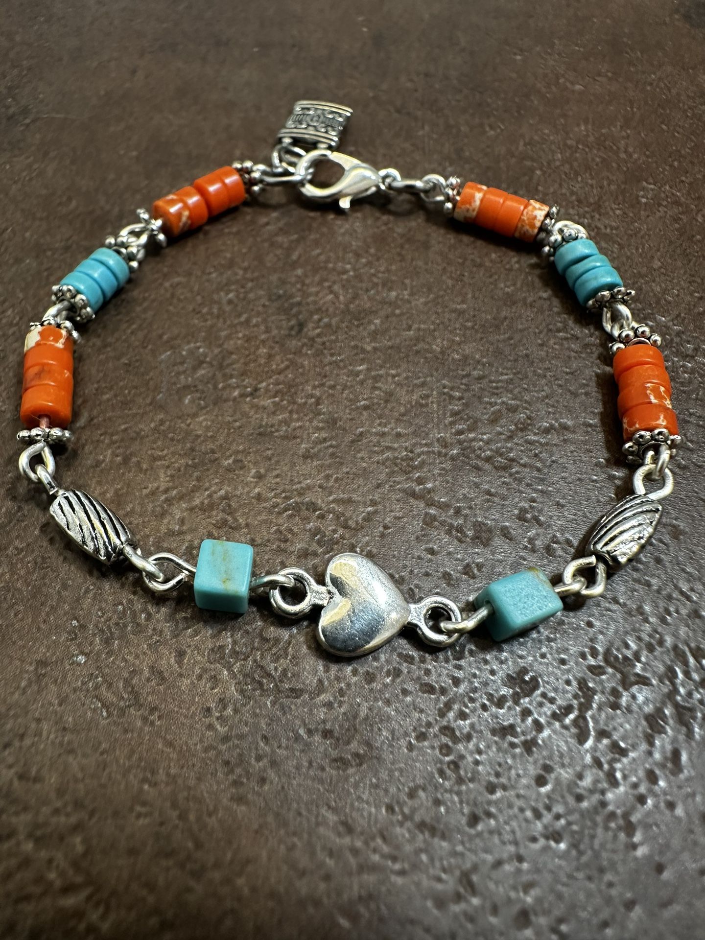 Handmade Jasper and blue turquoise Howlite beaded bracelet.
