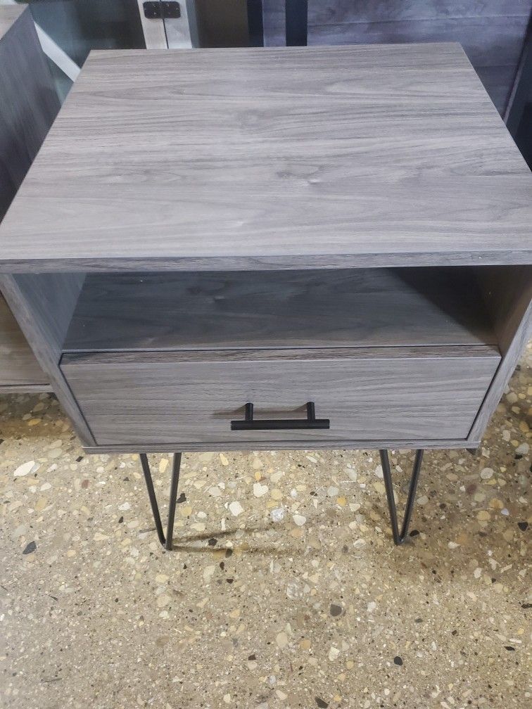 Mid Century Modern Style Gray Night Stand (NEW IN A BOX)