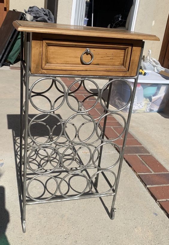 Wine Rack Table With Drawer