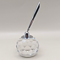 Waterford Crystal Paperweight With Pen Holder Classic Round Heavy Vintage