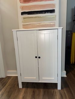 White accent cabinet | bathroom, storage, entry way