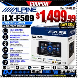 Alpine Floating 9" Touchscreen Single Din Stereo WiFi HDMI USB Wireless Apple CarPlay Android Auto Bluetooth YouTube Netflix ILX-F509 🚨 Payment Optio