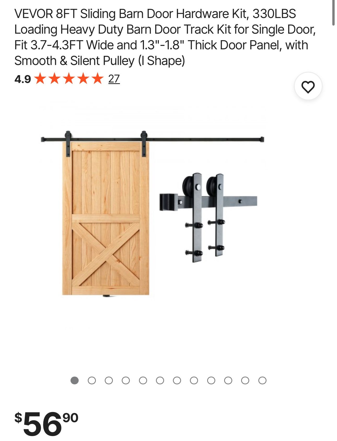  8FT Sliding Barn Door Hardware Kit