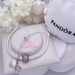 Pandora style adjustable bracelet in 925 silver.
