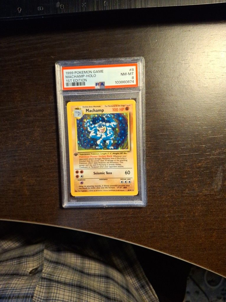1999 Pokémon 1st Edition - MACHAMP - PSA 8 Holo