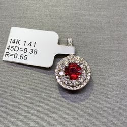 14k White Gold Ruby Pendant