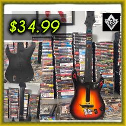 *WORKING* PS3 Guitar Hero Red Octane Wireless Sunburst Guitar w/ Strap – No Dongle

