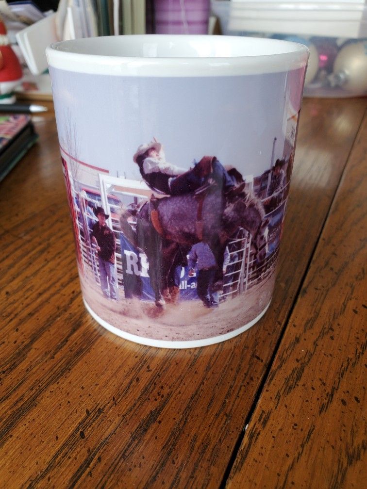 Cowboy Rodeo Bronc Rider Coffee Cup Mug Looks Unused