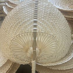 Straw Palm Hand Fans 