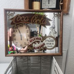 Vintage COCA-COLA Mirrored Clock