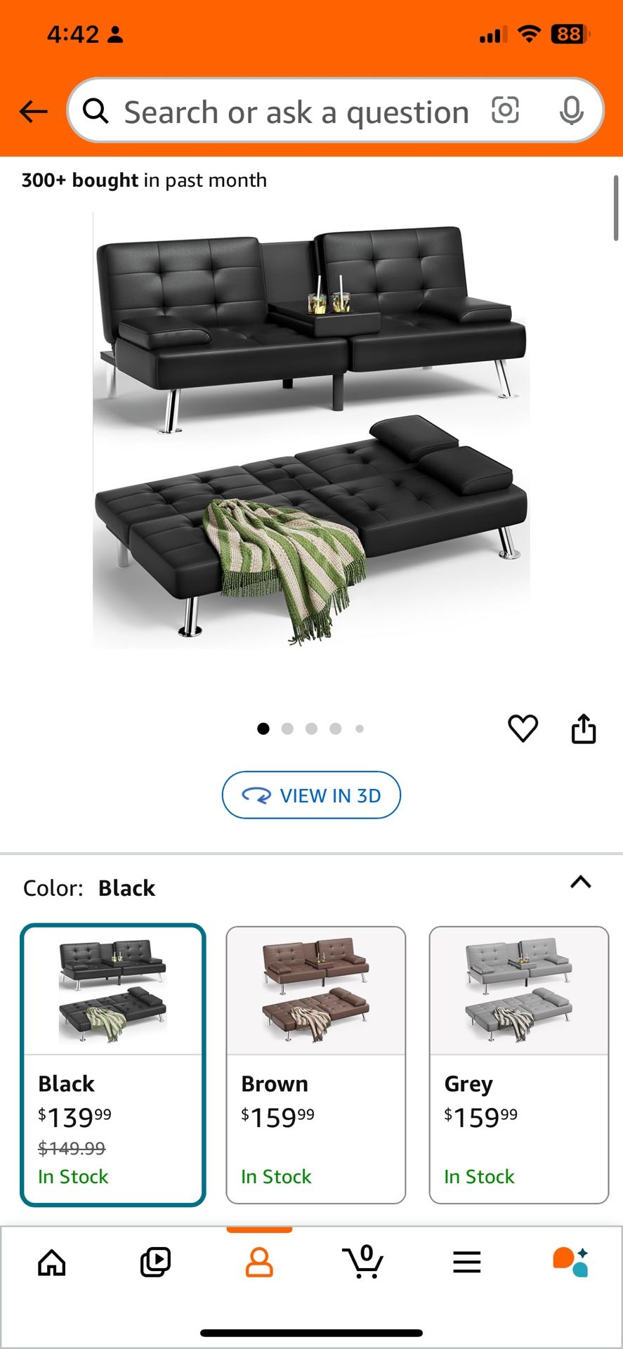 Brand New Black Sleeper Futon