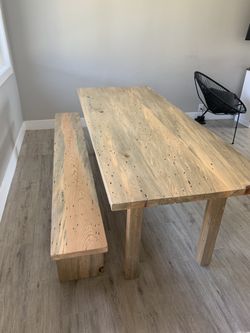 farmhouse wood table & bench 