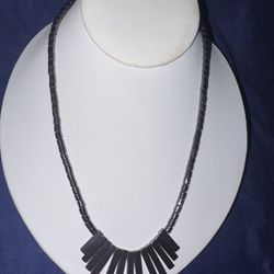 Vintage Hematite Beaded Choker Style Necklace 16"- Unisex