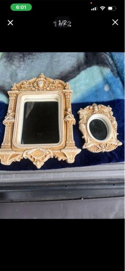 Ornate Baroque Style Resin Mirror Set