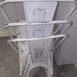 3 Metal Chair Stackable Like New White
