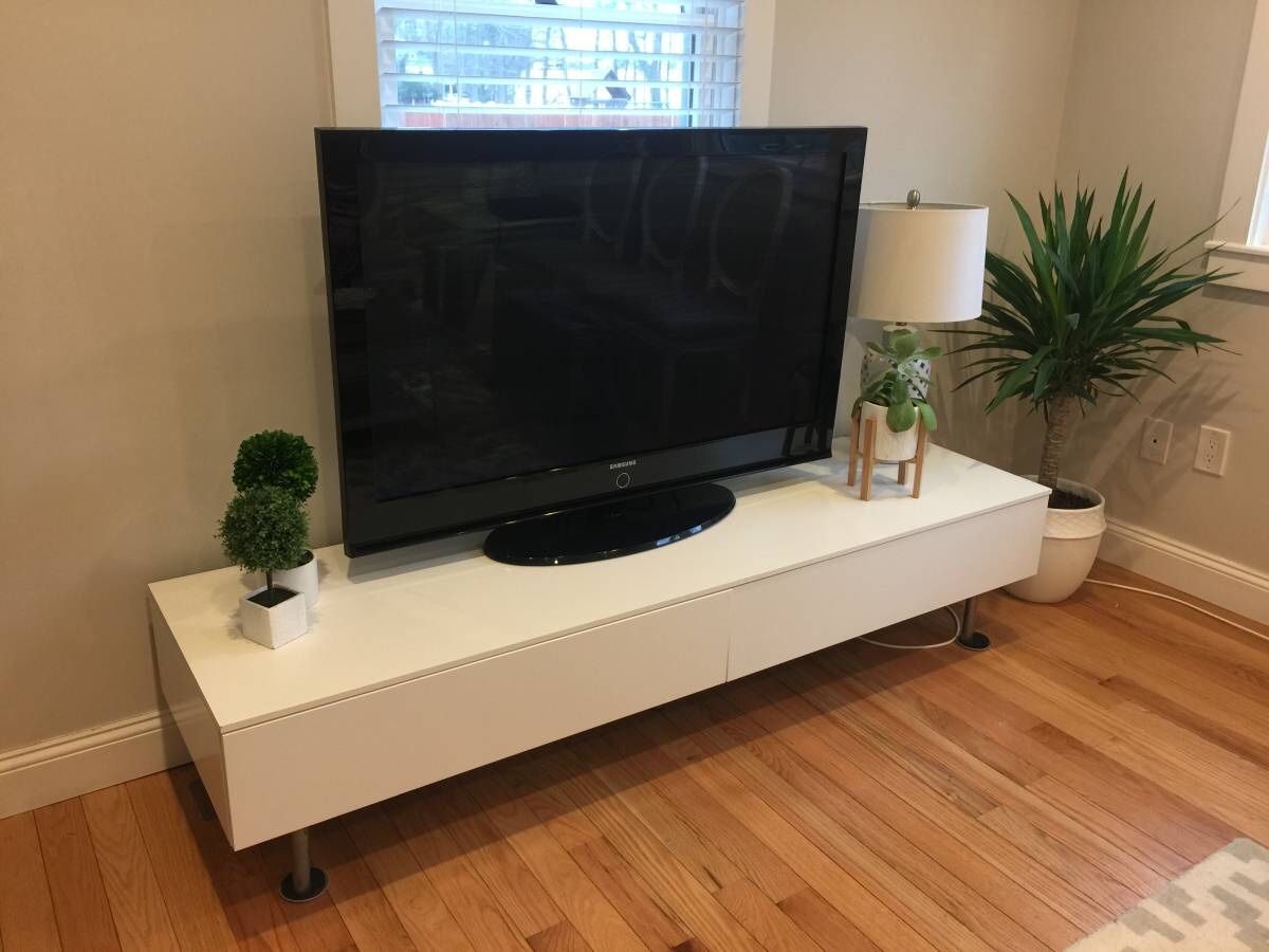 Low Profile Long White TV Stand