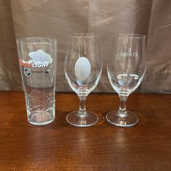 3 Collectible Wine And Beer Glasses