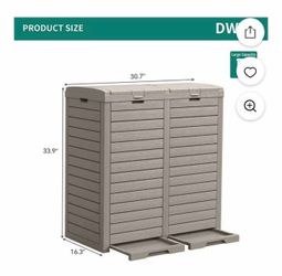 Dextrus Outdoor Large Resin Trash Bins Dual Compartments, 62 Gallon Classified Hideaway Garbage Cans