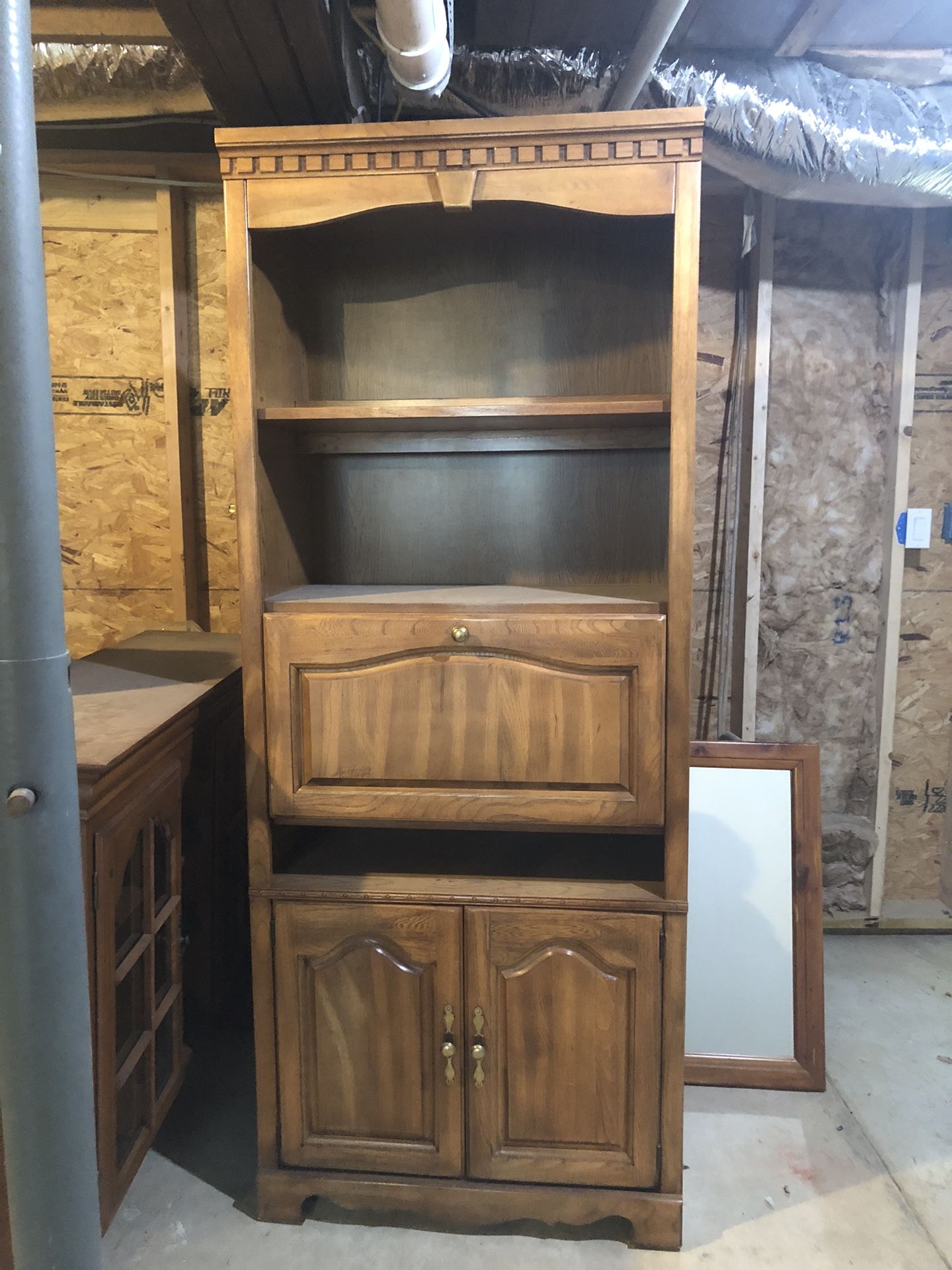 Wood Cabinet With Desk