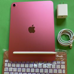 256gb Apple IPad 10th Generation (10.9” Liquid Retina / Latest 2022 mode/ pink) with pen, keyboard, case & Accessories (warranty 01/ 2025) 