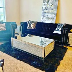 Black Sofa Set and Bedroom - Velvet