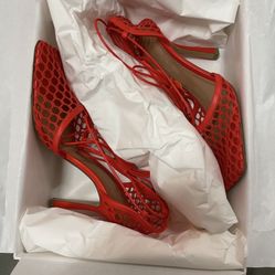 Bottega Veneta Red Mesh Heels