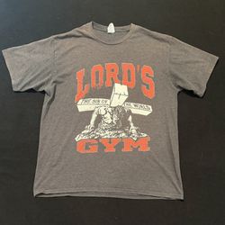 Lord's Gym Jesus Tee His Pain Your Gain Vintage Grey Y2K Mens Large