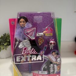 Barbie - Extra 15 Brunette with Silver Outfit and Pet Dog