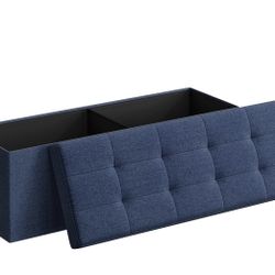 SONGMICS MAZIE Collection - 43 Inches Folding Storage Ottoman Bench, Ottoman Foot Rest, End of Bed Bench, Storage Chest, Load 660 lb, for Living Room,