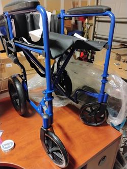 Medline Blue Wheelchair, No Leg Rests