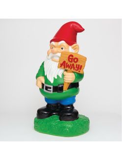 Light-Up Garden Gnome Statue with Sign, Outdoor Weather-Resistant Lawn Decor