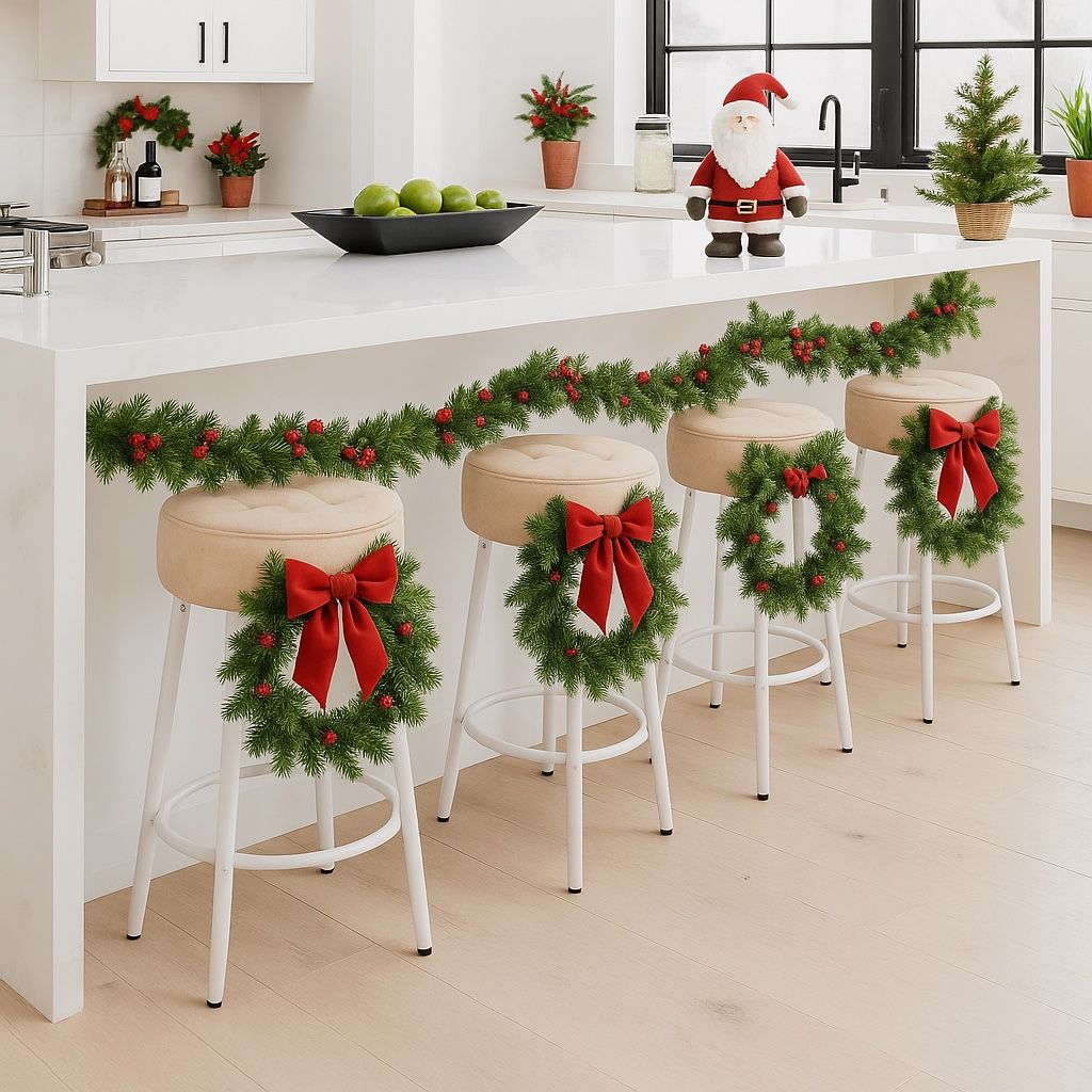 Saddle Stools For Counter, Almond. Set Of 4