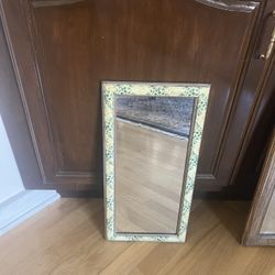 Mirror With Painted Botanical Frame