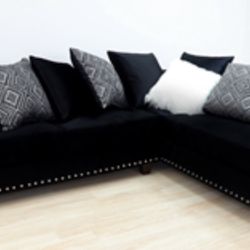 Gorgeous Black Colored Sectional with Studs