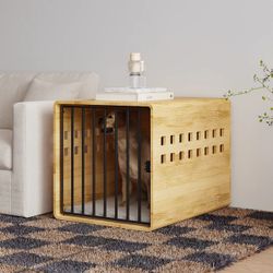 New-Wooden Dog Crate with Ventilated Design and Steel Door Featuring Stainless Steel Safety Latch for Medium to Large Dogs Easy Assembly and Durable C