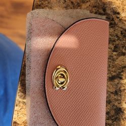 Coach Turnlock Envelope Leather Card Case in Candy Pink
