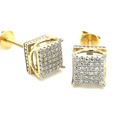 10k Gold Square Diamond Cluster Earrings .2ctw 133621 2