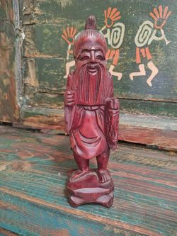 15" hand carved wooden statue