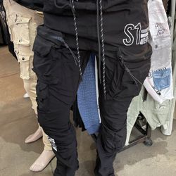 Men’s Black, Cargo Stacked Joggers just a few sizes left