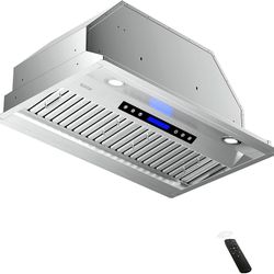 EKON NAB02-42" 900CFM Range Hood Insert, Ducted/Ductless Convertible Built-in Range Hood with Remote/4-Speed Touch Control LCD Display,Adjustable Leds