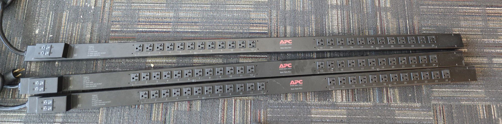 APC AP7532 RACK MOUNT PDU, Basic 120V/24A, (24) Outlets, L5-30P LOT of 3