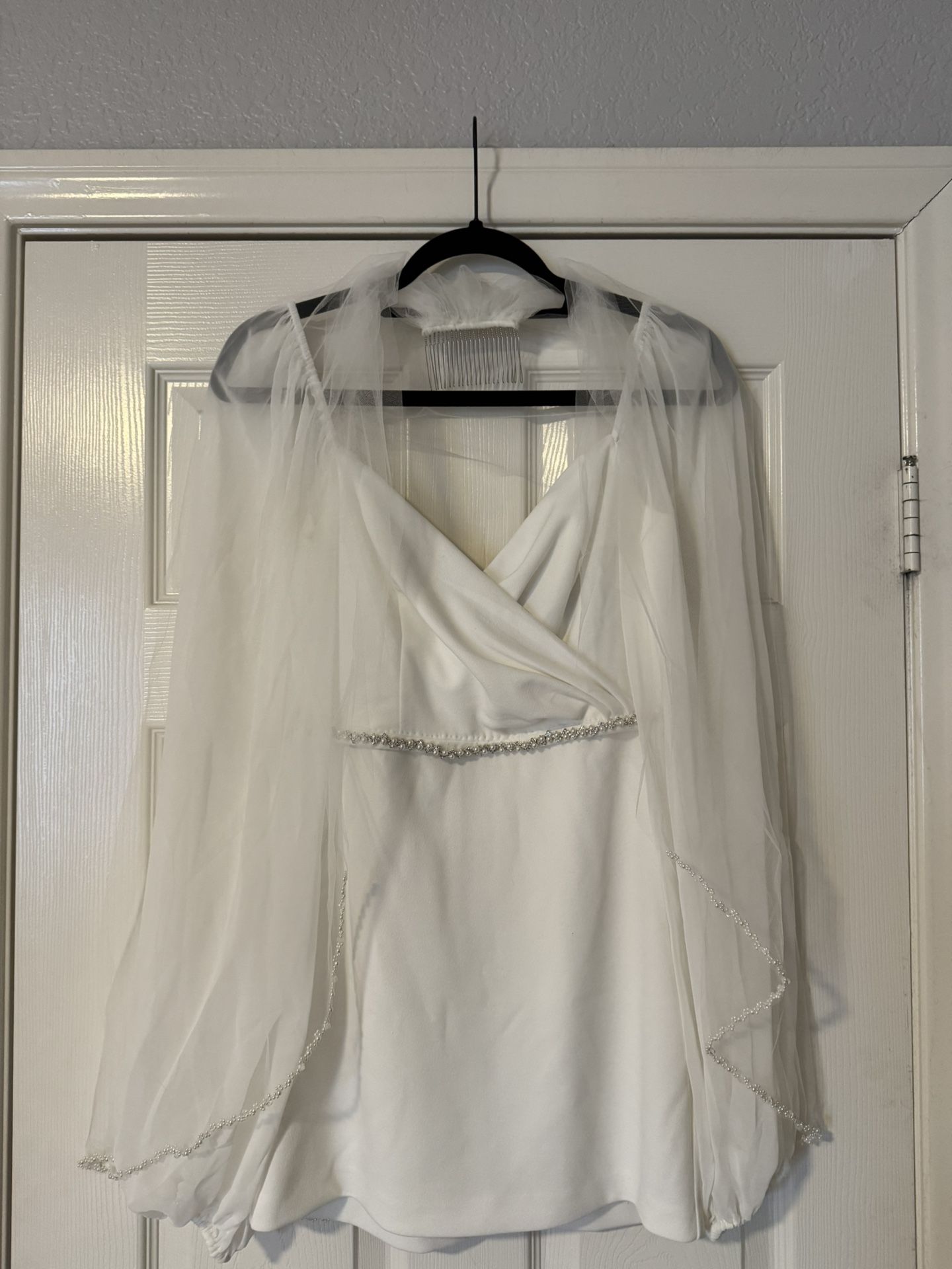 David’s Bridal Dress, Veil, & Shoes Bundle