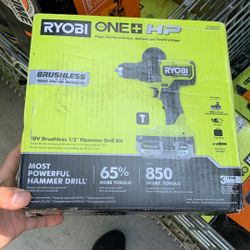 RYOBI ONE+ HP 18V Brushless Cordless 1/2 in. Hammer Drill Kit 4.0 Ah HIGH PERFORMANCE Battery, Charger, and Bag
