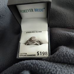 Sterling Silver Genuine Diamond Ring